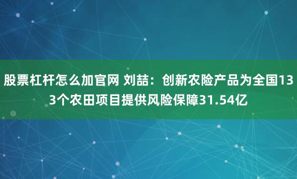 股票杠杆怎么加官网 刘喆：创新农险产品为全国133个农田项目提供风险保障31.54亿