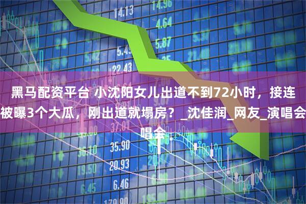 黑马配资平台 小沈阳女儿出道不到72小时，接连被曝3个大瓜，刚出道就塌房？_沈佳润_网友_演唱会